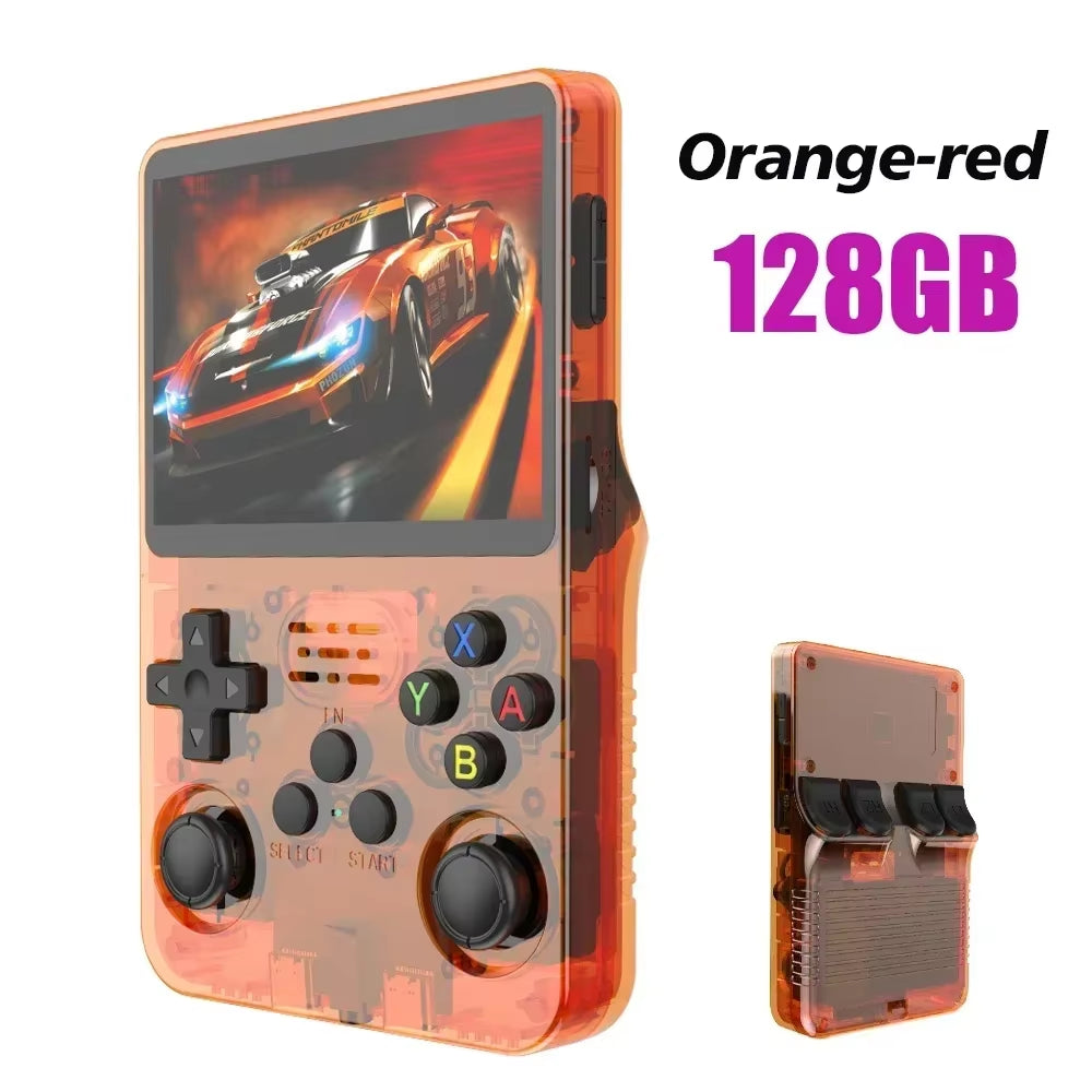 128GB Open Source  Video Game Console Linux System 3.5 Inch IPS Screen Orange Portable Pocket Video Player 64GB Best Games