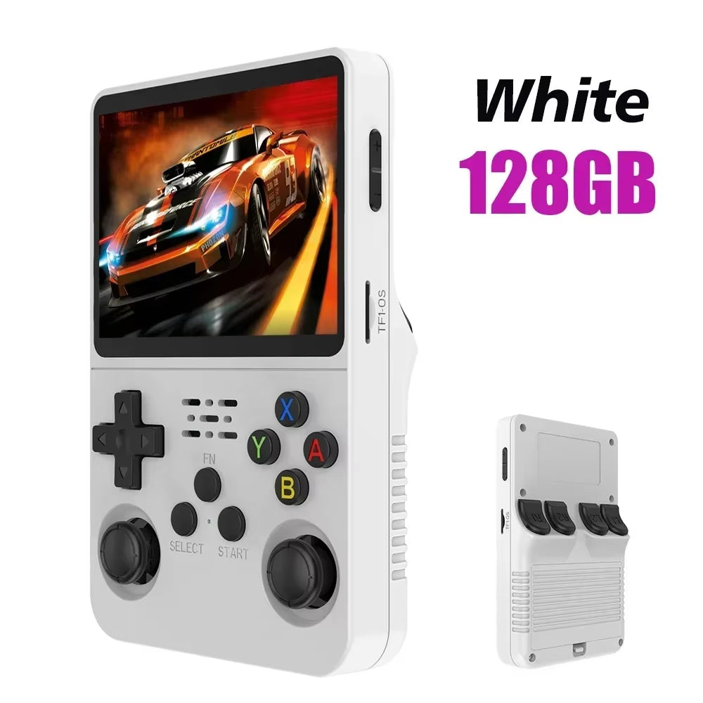 128GB Open Source  Video Game Console Linux System 3.5 Inch IPS Screen Orange Portable Pocket Video Player 64GB Best Games